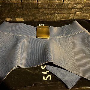 Sassy Jones Xiormara Leather Peplum Belt (Blue) L/XL